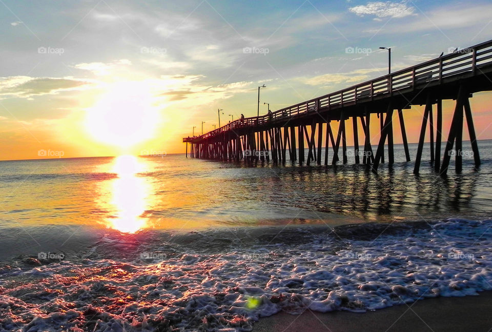 fishing pier during sunrise at Virginia Beach