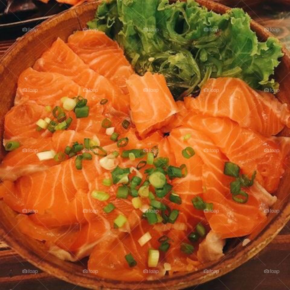 Salmon Sashimi with Rice