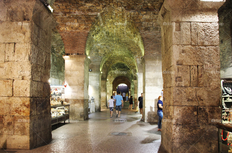 Basement of Diocletian's Palace, central passage, Split, Croatia. It's assumed that the layout of the rooms in the basements is identical to the arrangement of the imperial chambers abov them.