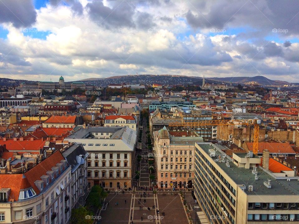 Budapest city view from panorama tower, Hungary 