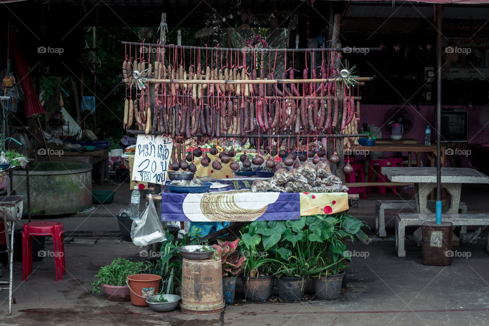 Street market in countryside of Thailand 