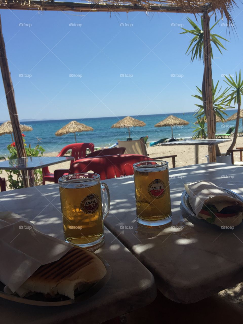 Beer at the beach, Samos, Greece