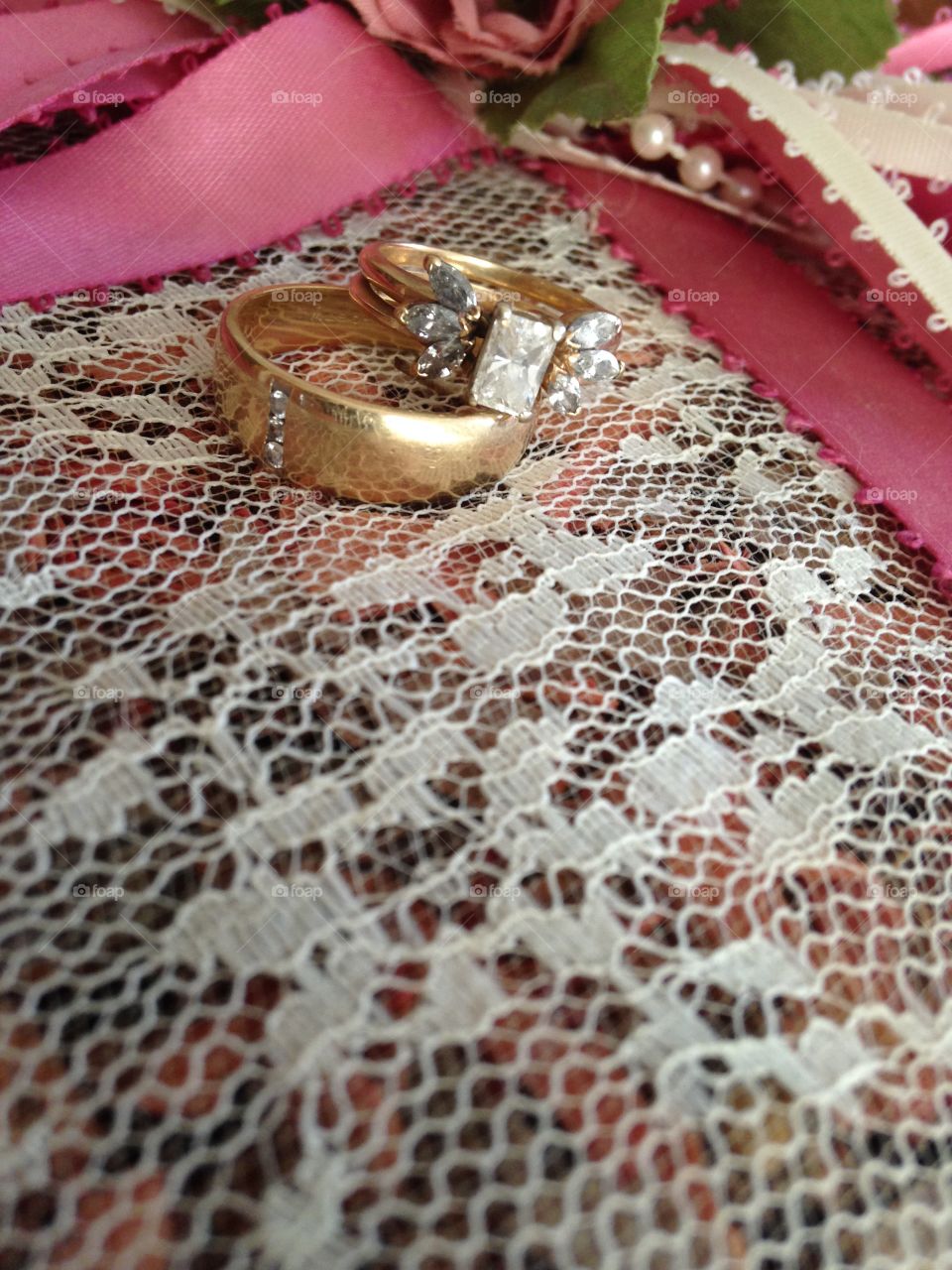 Wedding rings and lace
