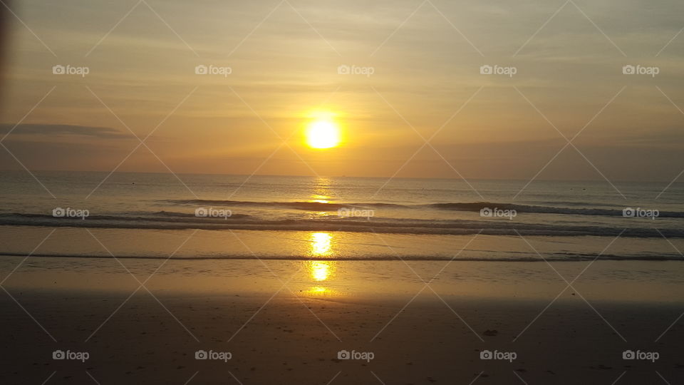 Sunset, Sun, Beach, Dawn, Water