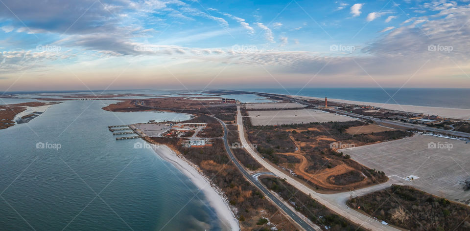 Aerial view of Jones beach, New York. 