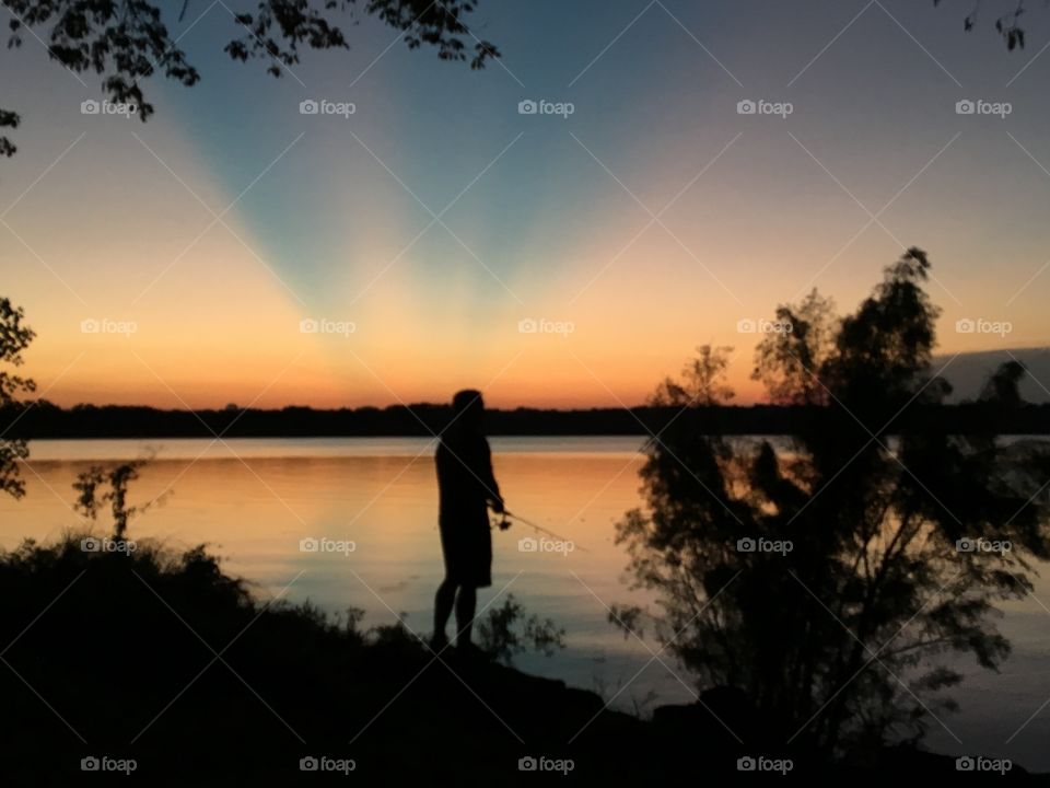 Fishing at sunset 