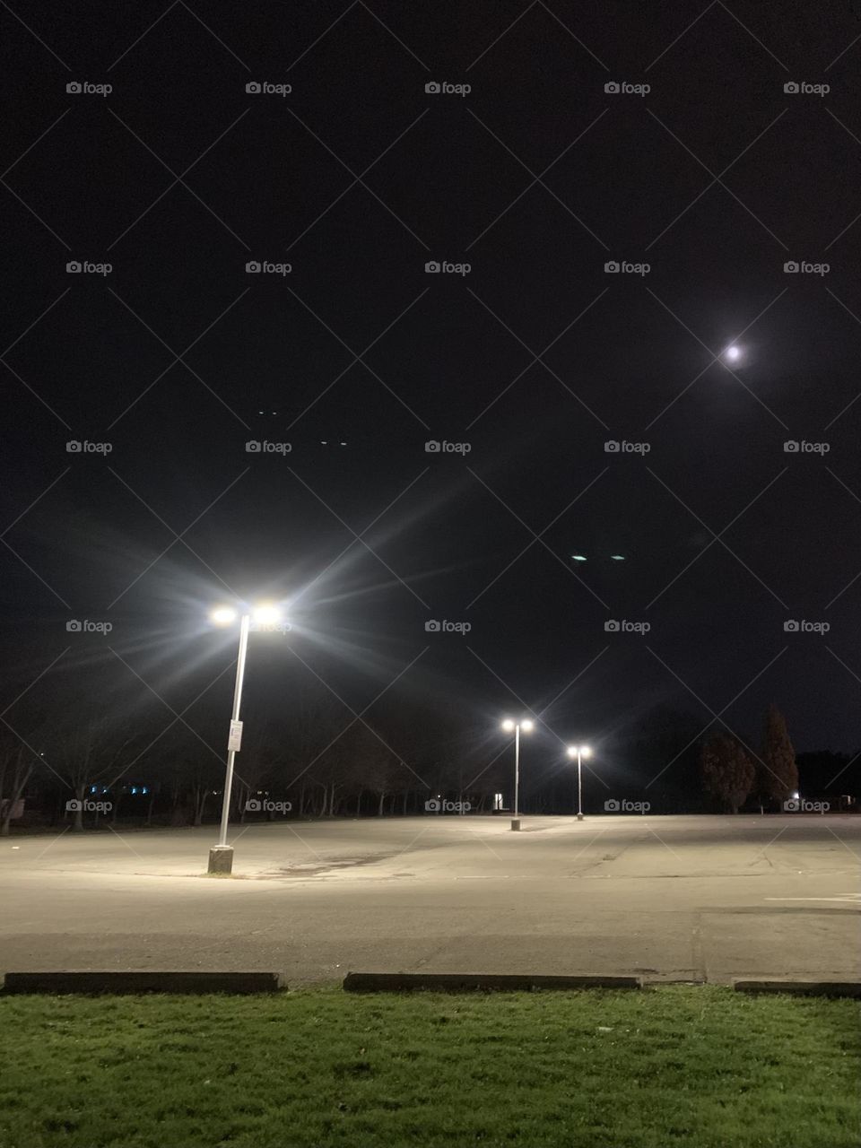 Empty parking lot at night 