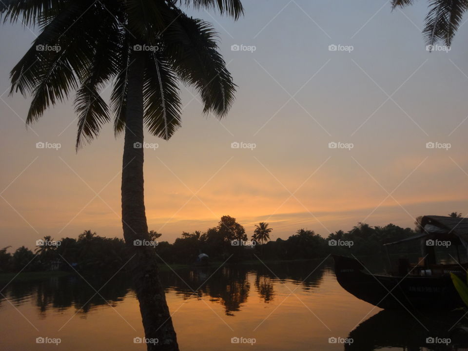 sunset on the backwaters india