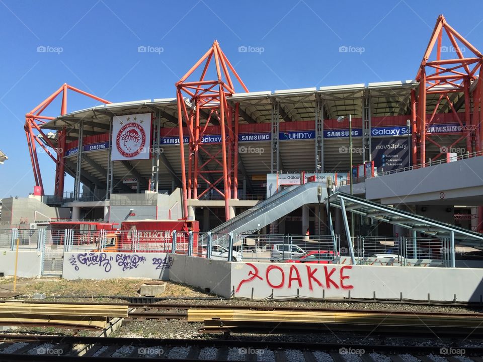 Stadium of Olympiacos Piräus (Greece Football Club) from the outside back
