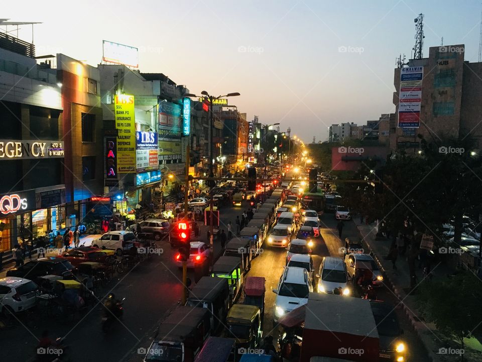 Traffic of Delhi!but i take a advantage of click few snaps of evening lights 