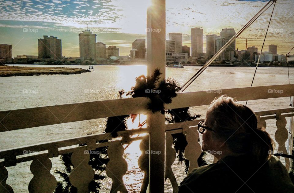sunset paddle boat in New Orleans
