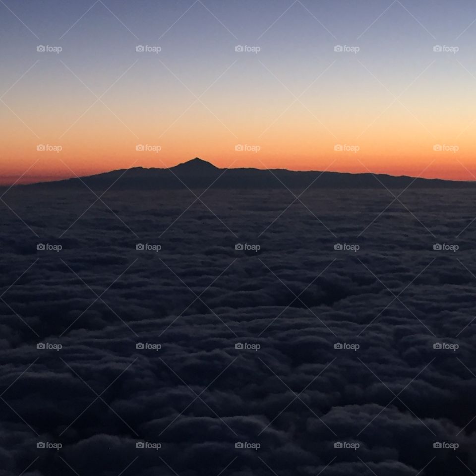 Tenerife sunset from plane