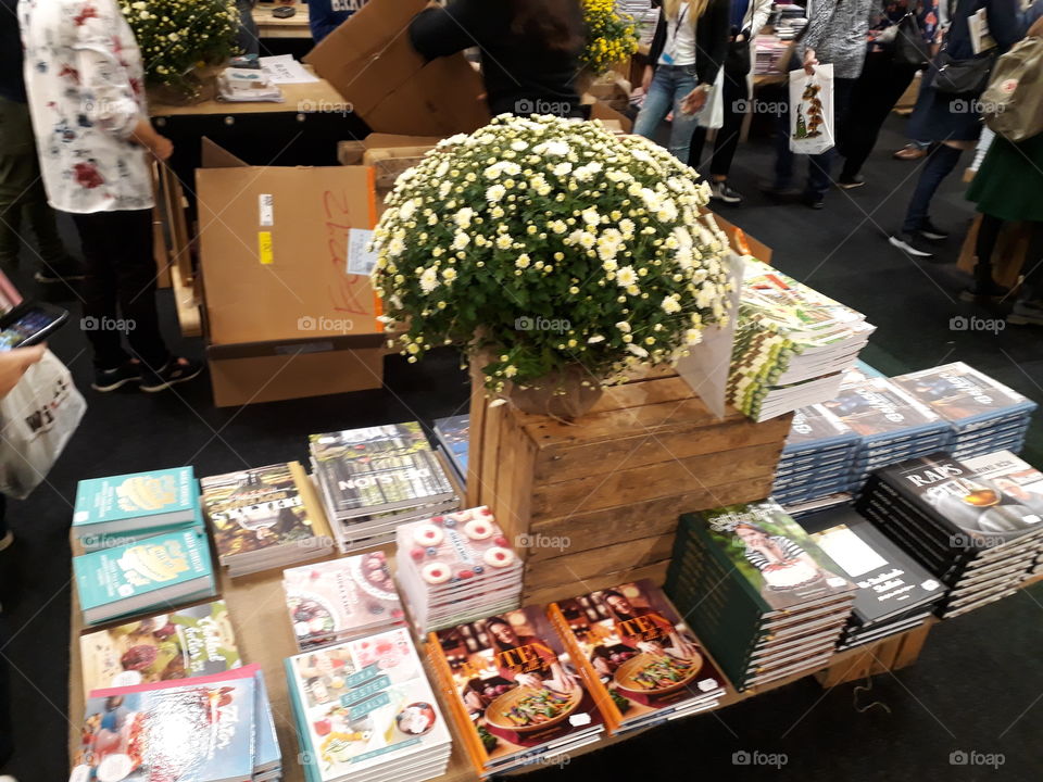 Nice collection of books and flowers
