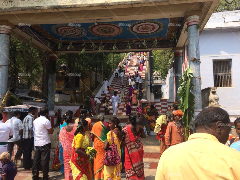 people traffic in public Indian temple city