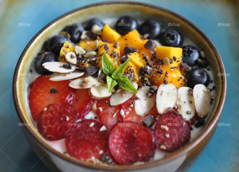 Fruits smoothie in bowl