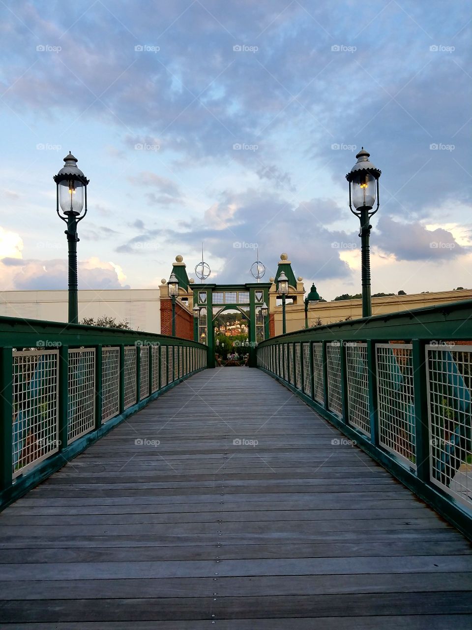 The bridge going to the store plaza at The Waterfront
