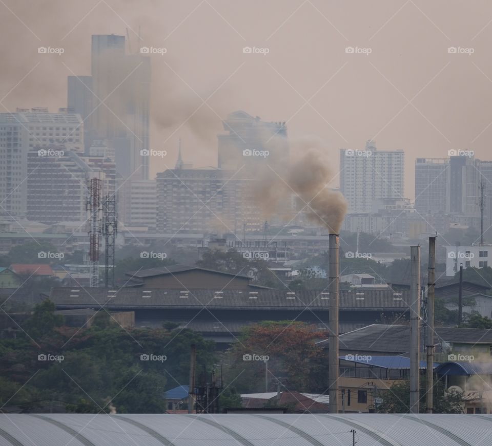 Air pollution from  Factory Exhaust smoke