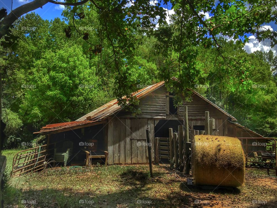 Barn and Hay Bale