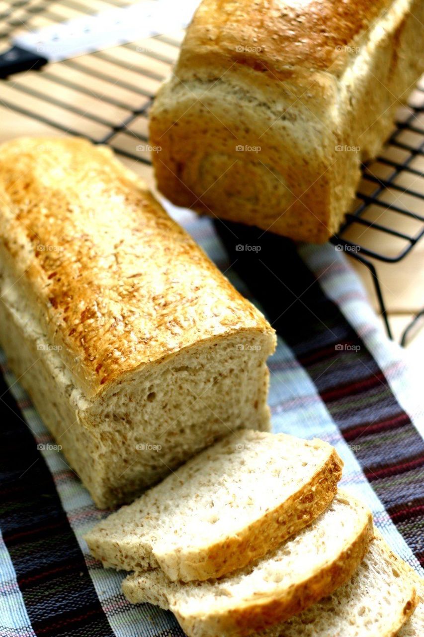 Sliced whole wheat bread loaf