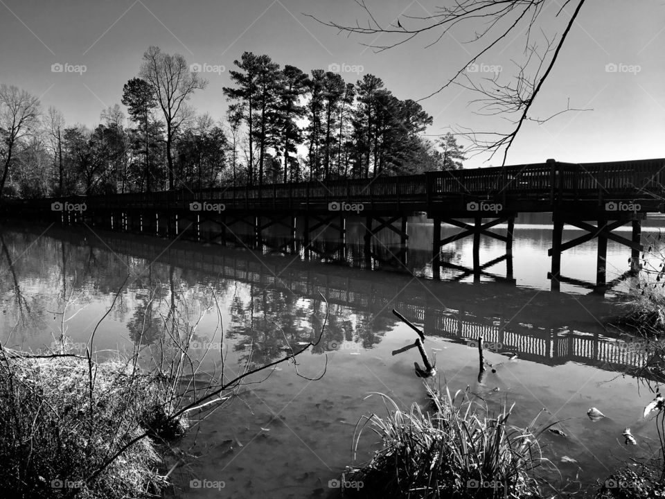 Footbridge across Yates Mill Pond