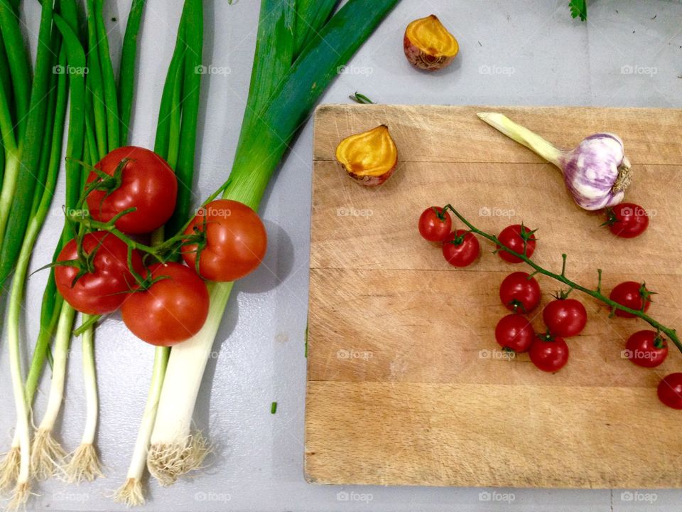 High angle view of vegetables