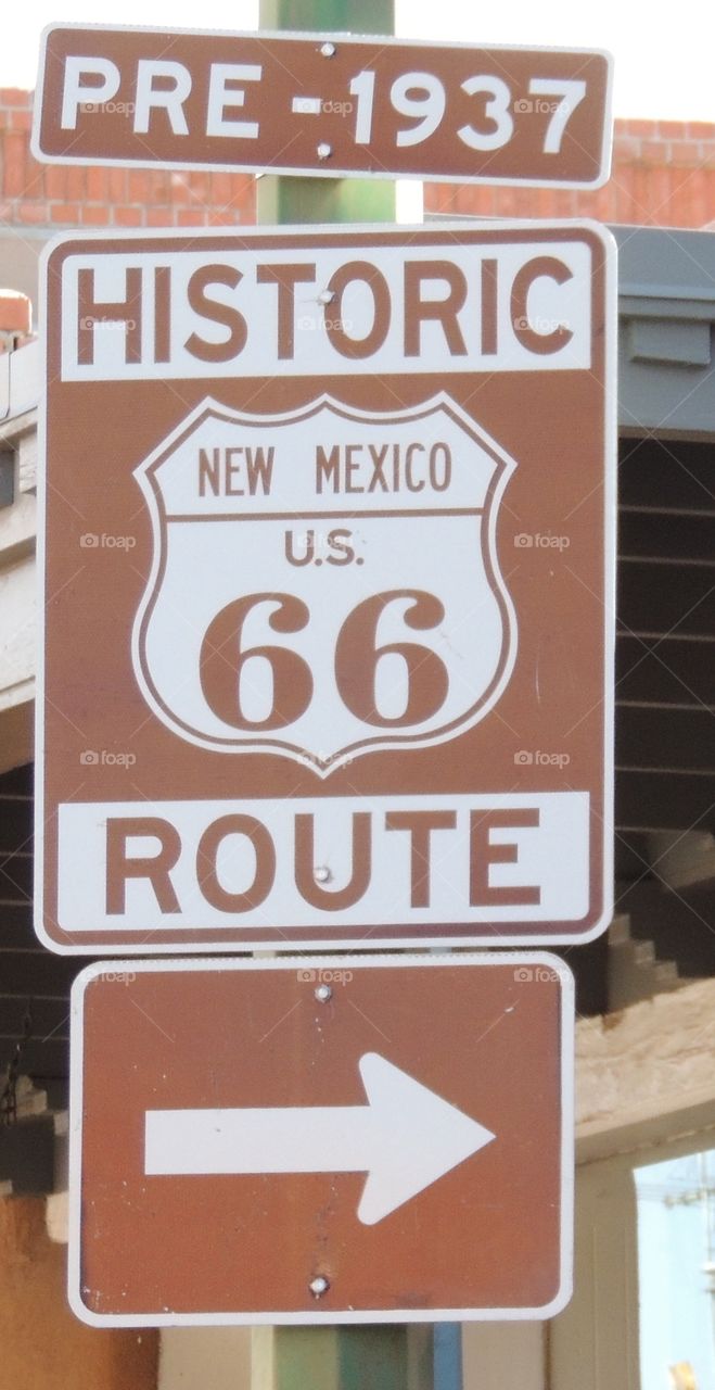 Route 66 sign on highway