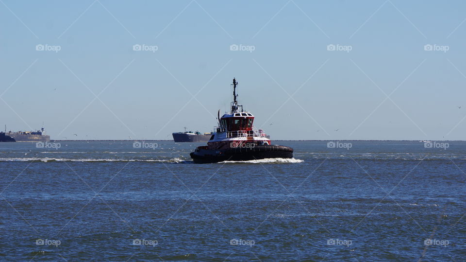 Tug boat in Galveston Texas water