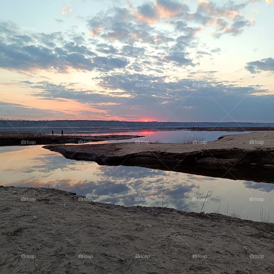 sunset over the river