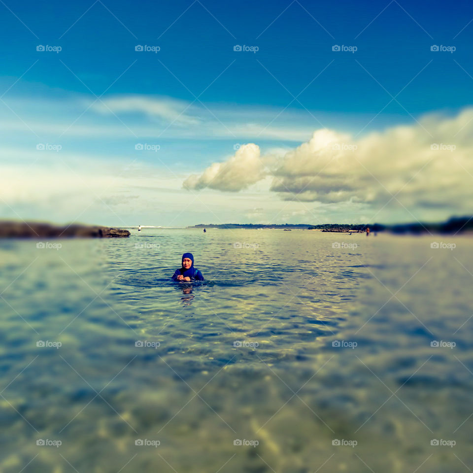 swimming on the beach