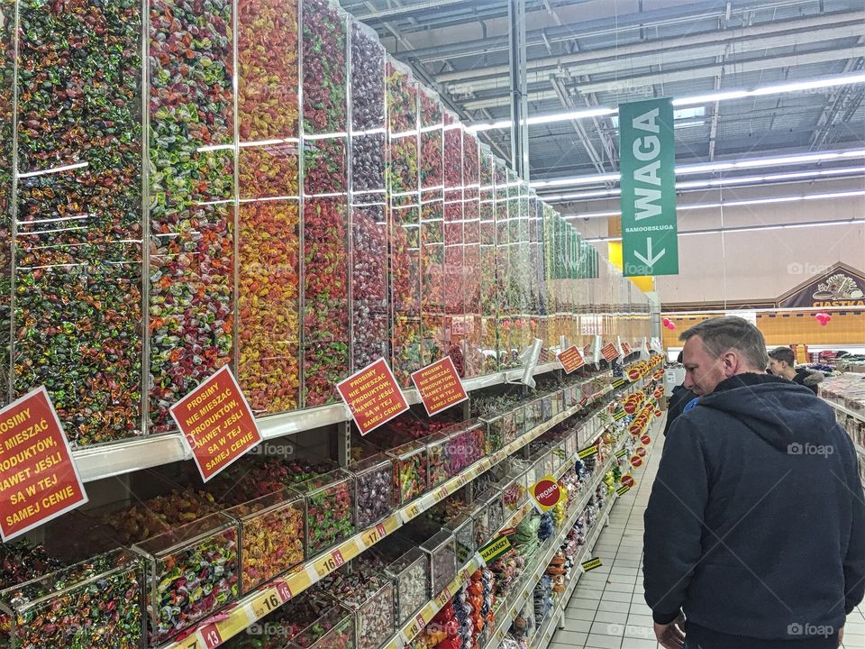 Man in chocolates factory