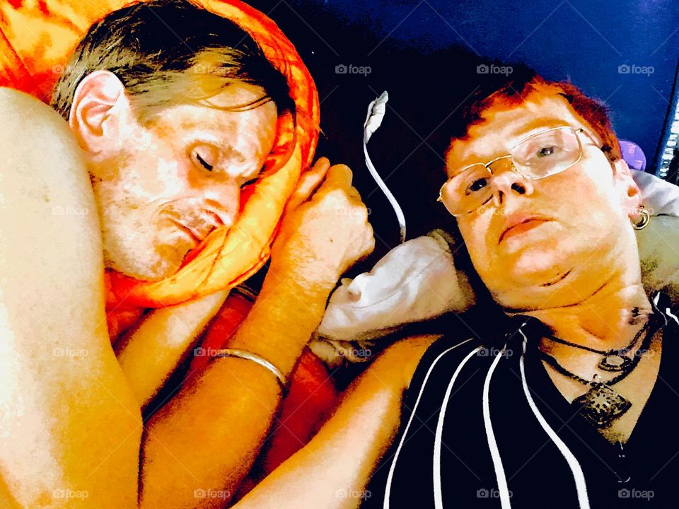 I, “Petra Schiller” a.k.a. “Maxine Firefox” and my longtime partner “Timothy Trespas” aboard the “Salvation”, the “28 ft 1969 Luhrs” cabin cruiser that we both call home relaxing. 2019. Hypnotic Productions