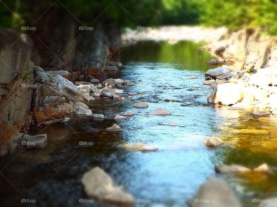 Closeup of slow moving water in mountain stream