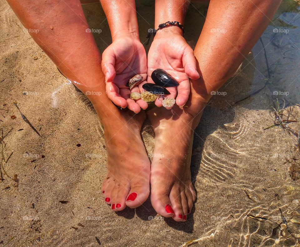 Picking up shells!