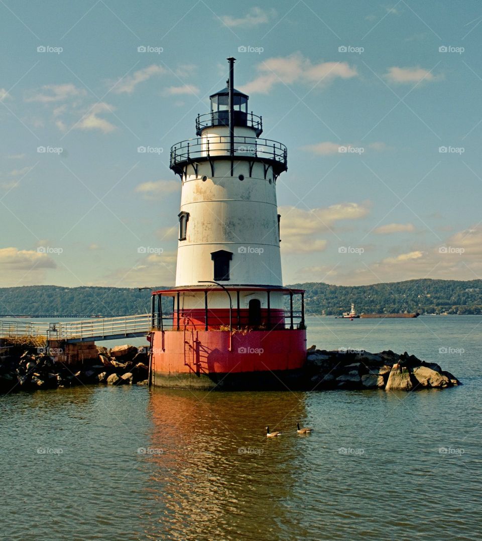 Tarrytown Lighthouse. The Tarrytown Lighthouse on the Hudson River in Sleep Hollow,  NY