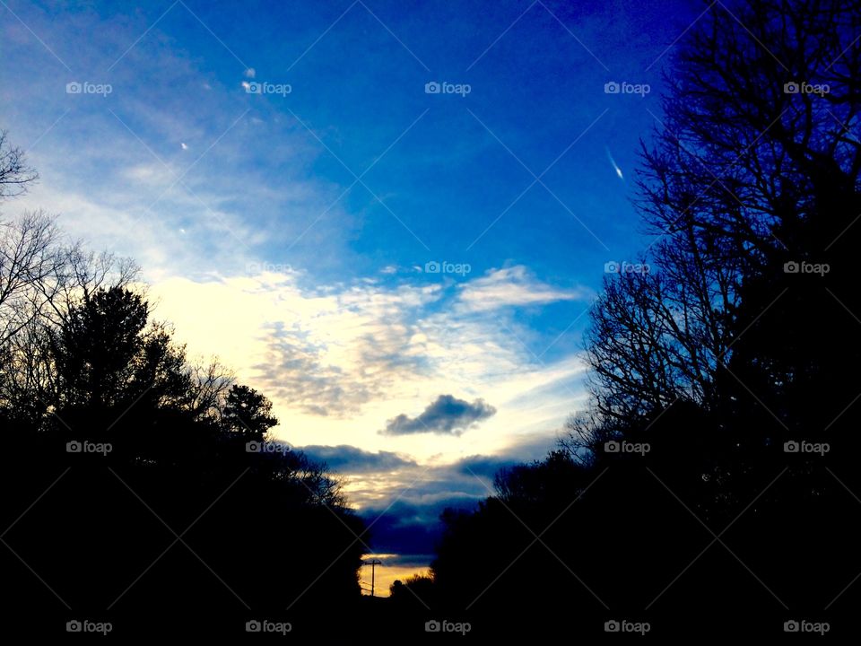 Sunset and blue sky