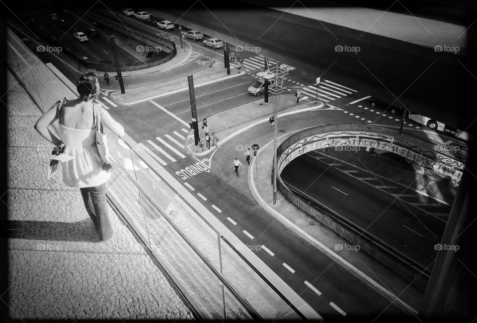 Part of Paulista Avenue seen from above in perspective