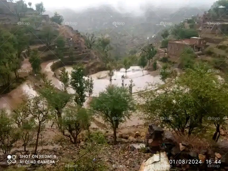 Glory be to God, the magnificent and picturesque view and the natural green trees are a view that is nothing more wonderful than it