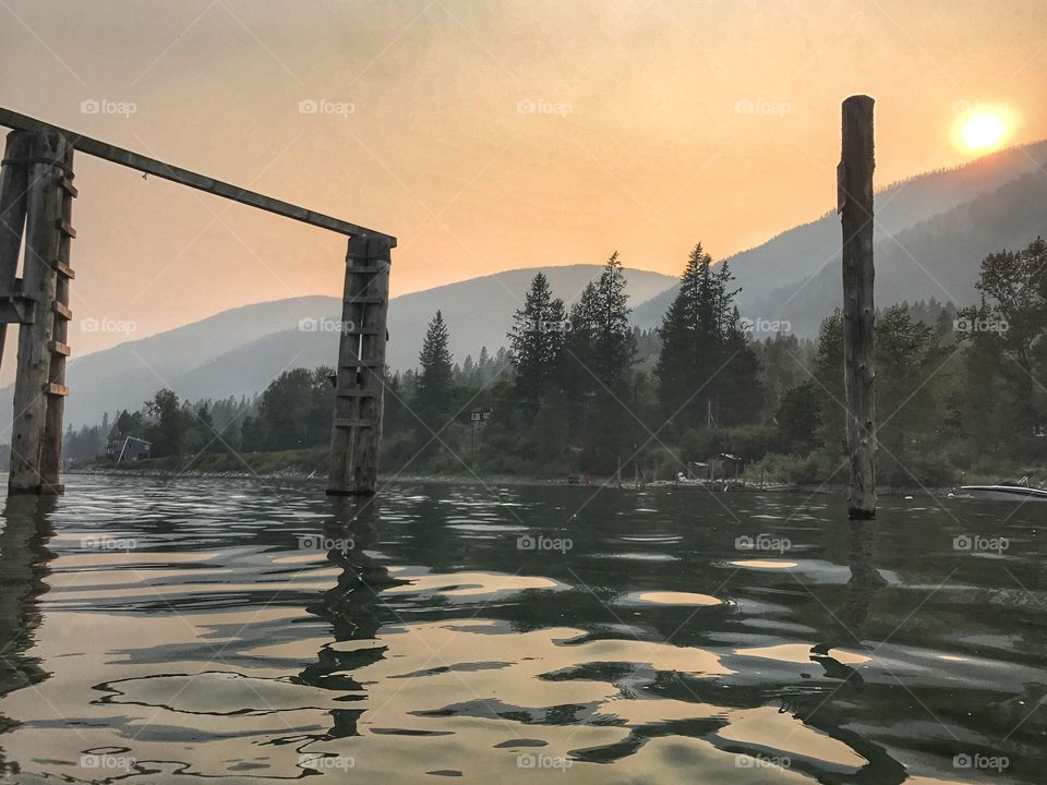 A beautiful summer afternoon, Smokey due to unfortunate wild fires in the area. Located in Nelson, British Columbia, Canada. 
