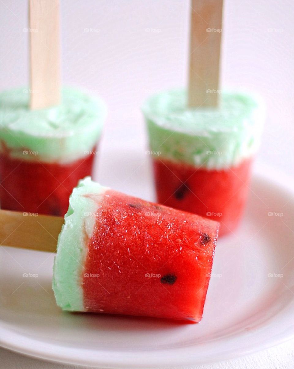 Watermelon ice cream pops.