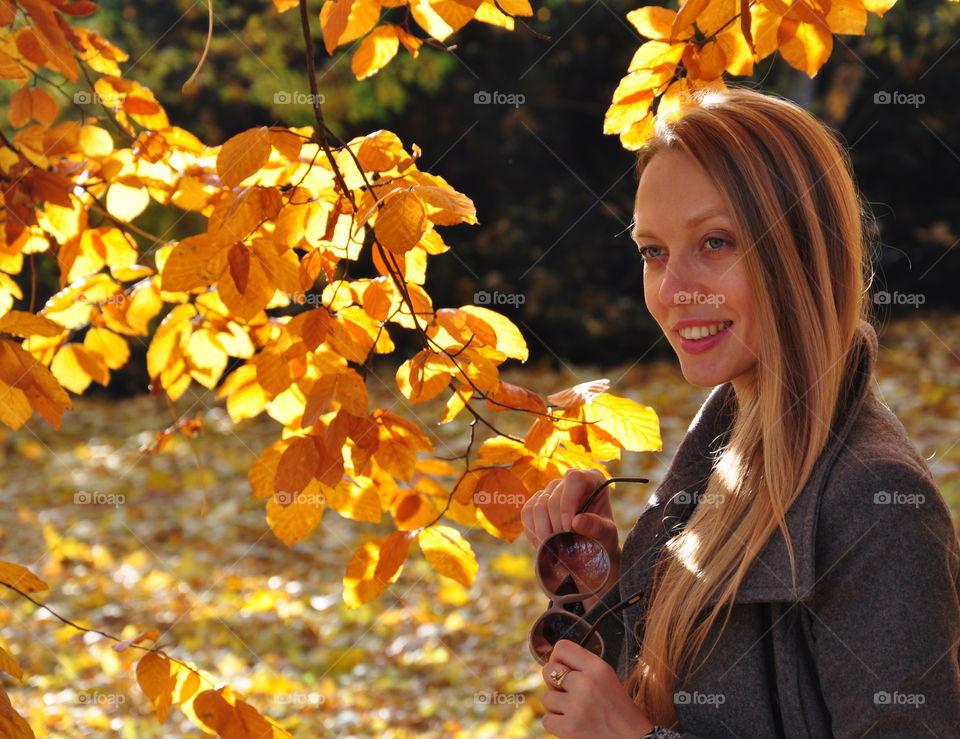 Enjoying golden leaves 