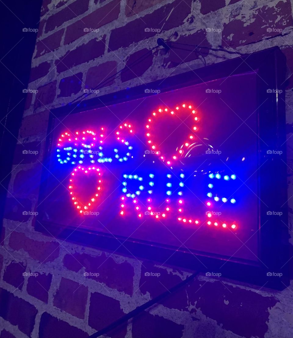 Girls rule, boys drool! Just kidding, but this sign was super cool. It was hanging up in a bar in Savannah, Georgia.