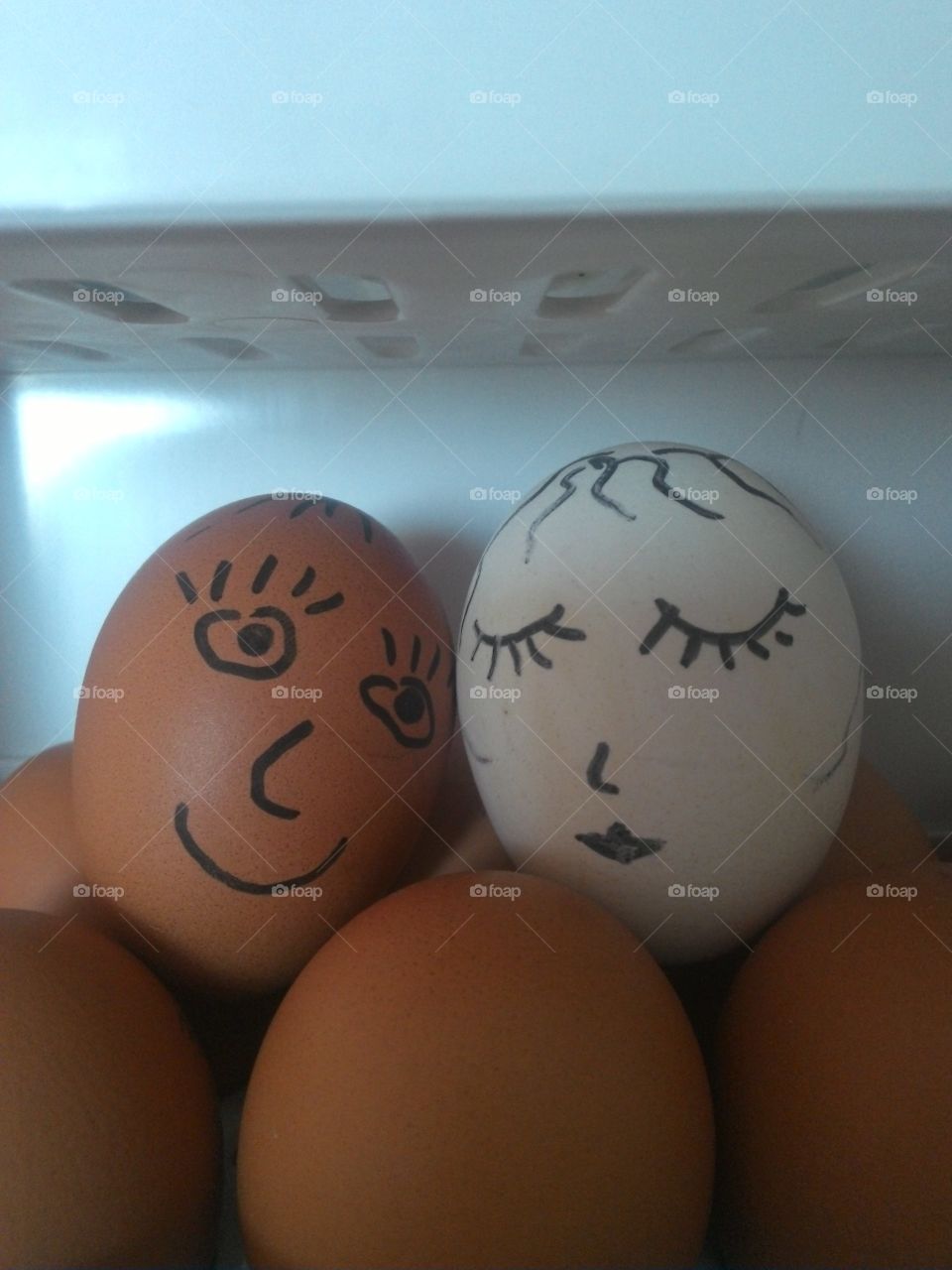 Two eggs in refrigerator