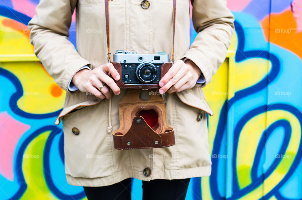 girl with retro camera