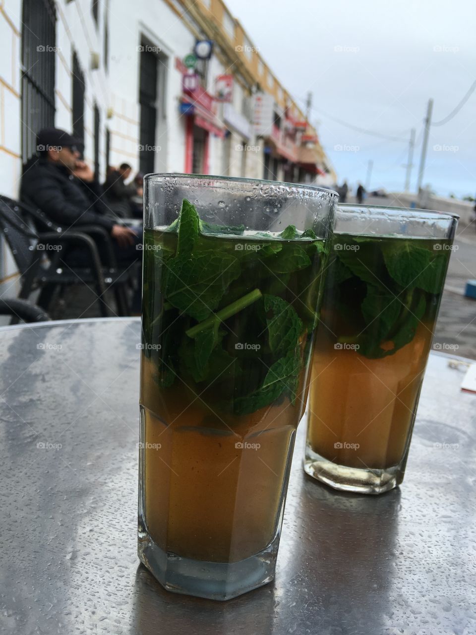 Mint tea at cafe in tangier 