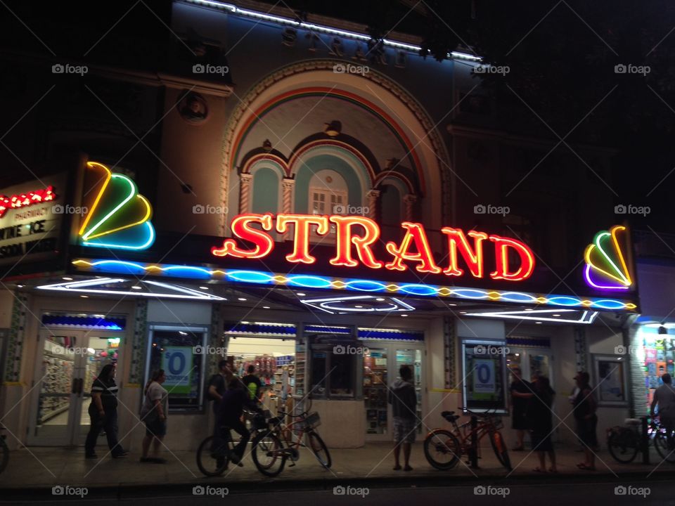 Key west strand theater at night. Street scene 