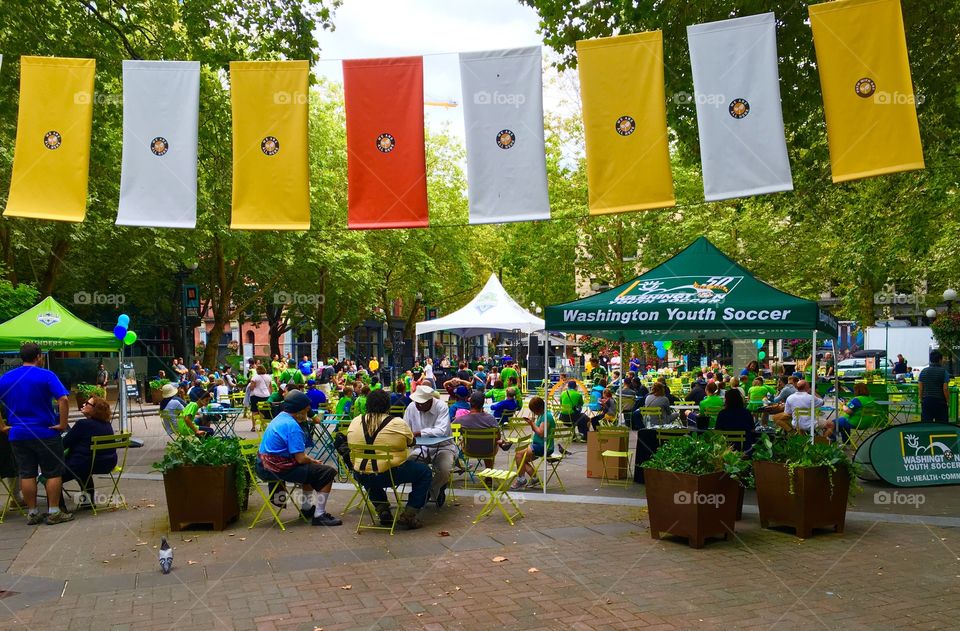Pre-Game Sounders Soccer, Occidental Park, Pioneer Square, Seattle