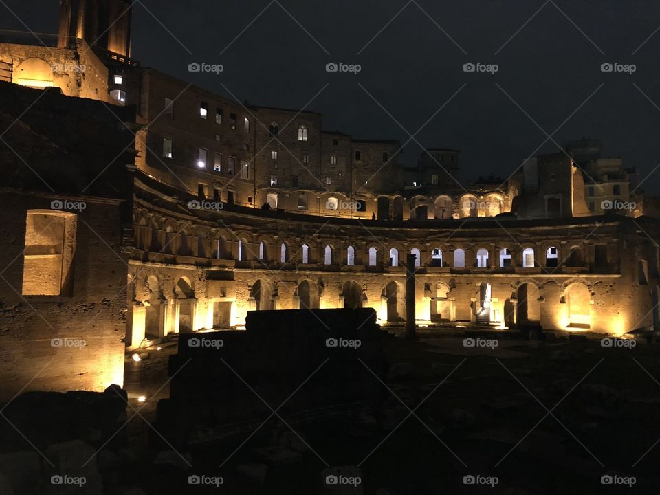 The stunning and eternal nighttime view of Trajan’s market in the heart of Rome. 