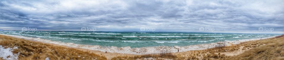 panoramic of frozen beach