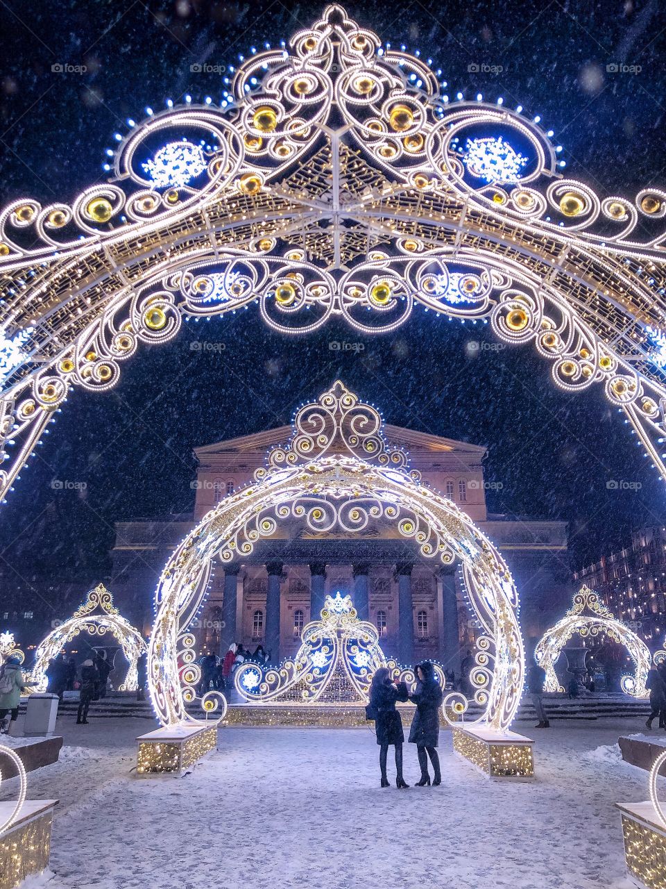 Christmas decorations at the Bolshoi Theater
