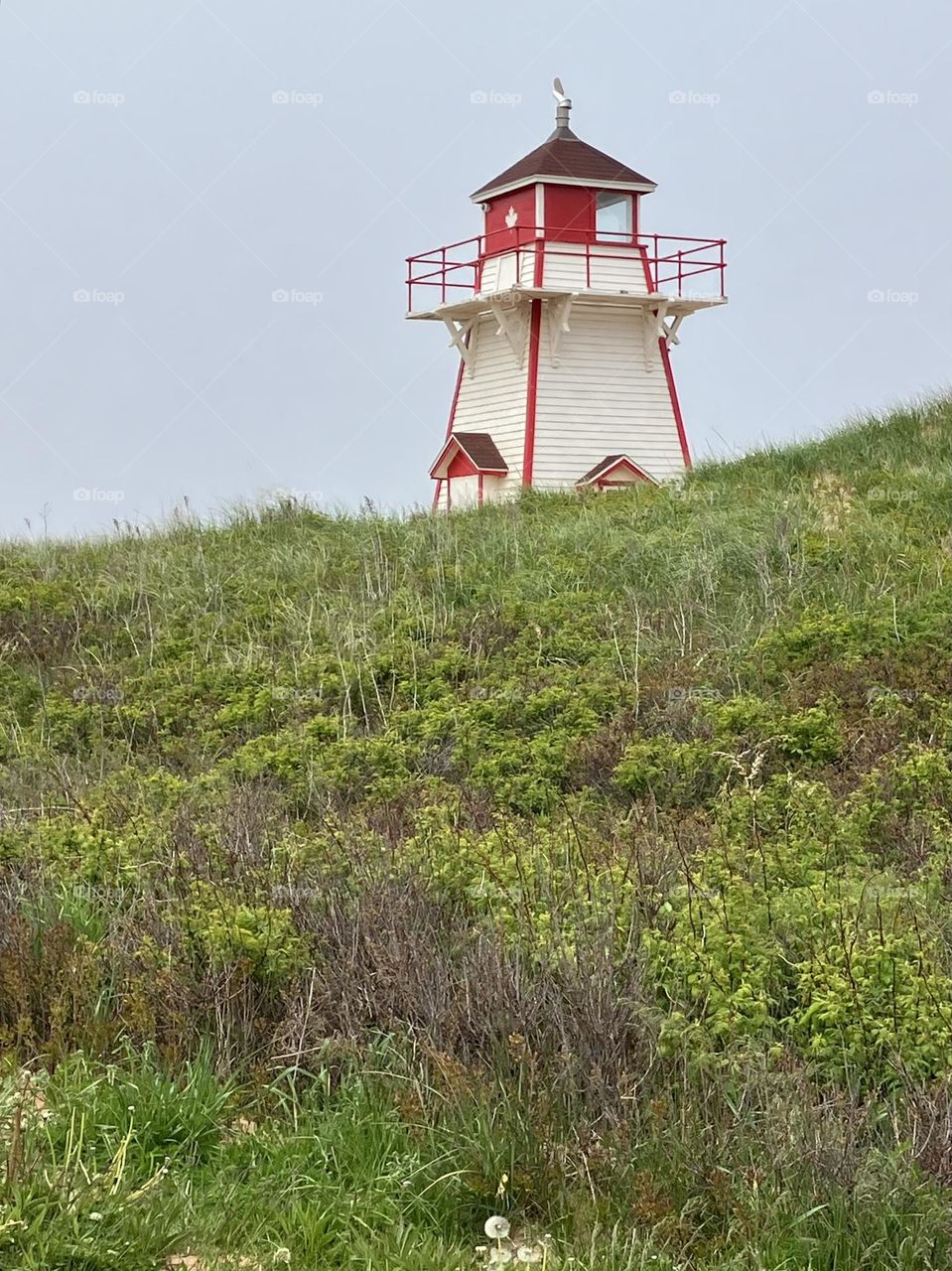 Lighthouse on a hill, surrounded by green, Anne of Green Gables, storybook setting, Canadian tours 